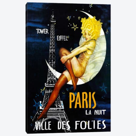 Paris Moon Canvas Print #VAC262} by Vintage Apple Collection Canvas Print
