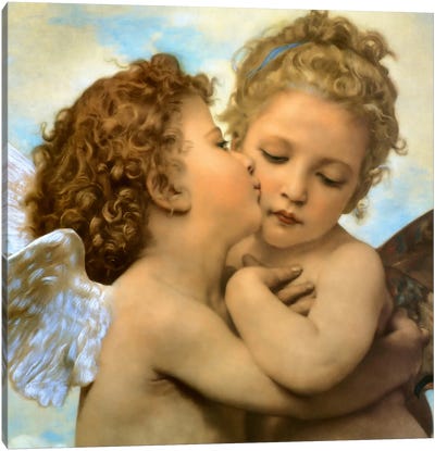 Bouguereau, Angels and cupids Canvas Art Print - Angel Art