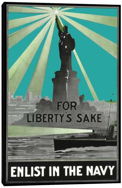 For Libertys Sake Canvas Art Print - Navy Art