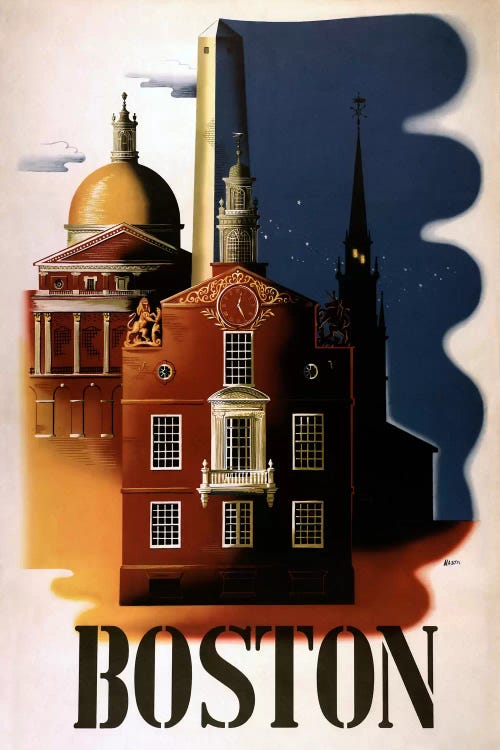 Boston Architecture by Vintage Apple Collection wall art