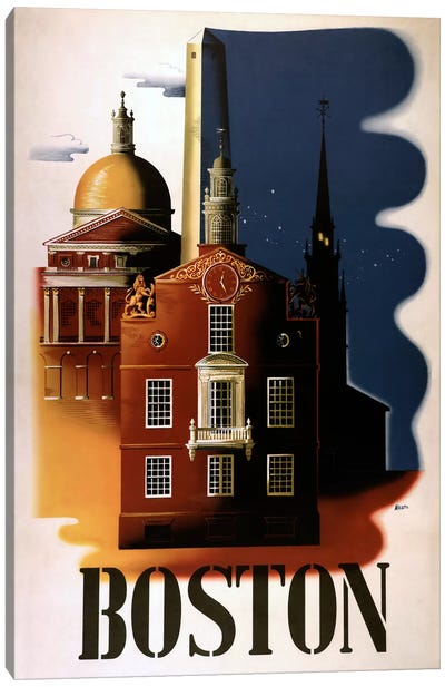 Boston Architecture Canvas Art Print - Vintage Apple Collection