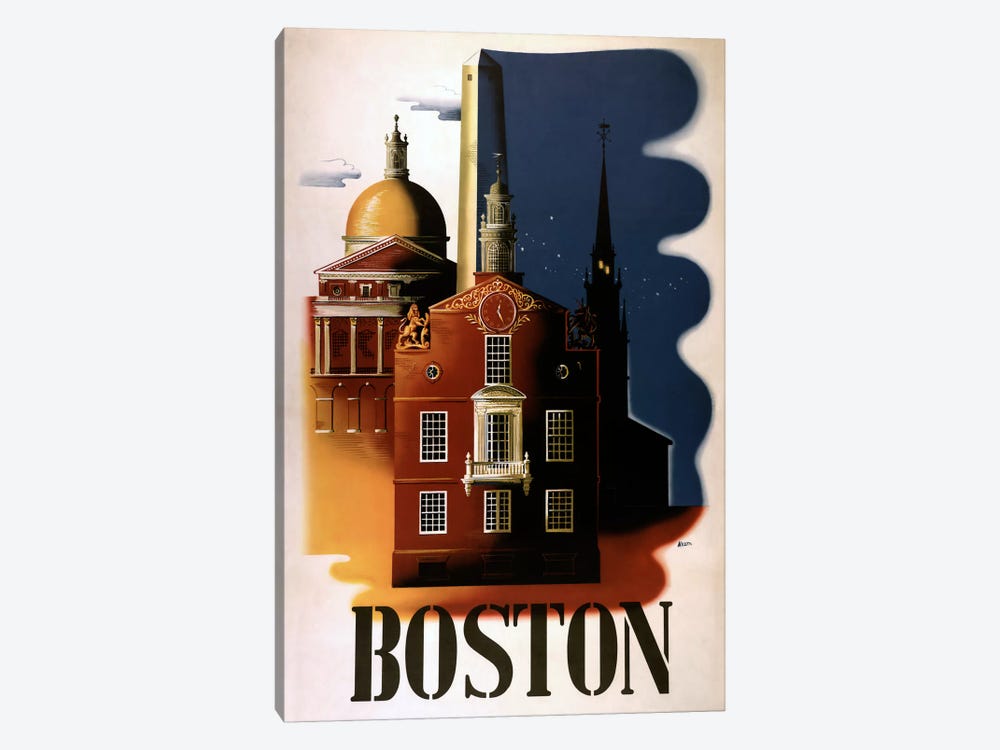 Boston Architecture by Vintage Apple Collection 1-piece Canvas Art