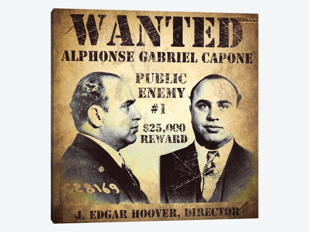 Al Capone Wanted Poster by Vintage Apple Collection 1-piece Art Print