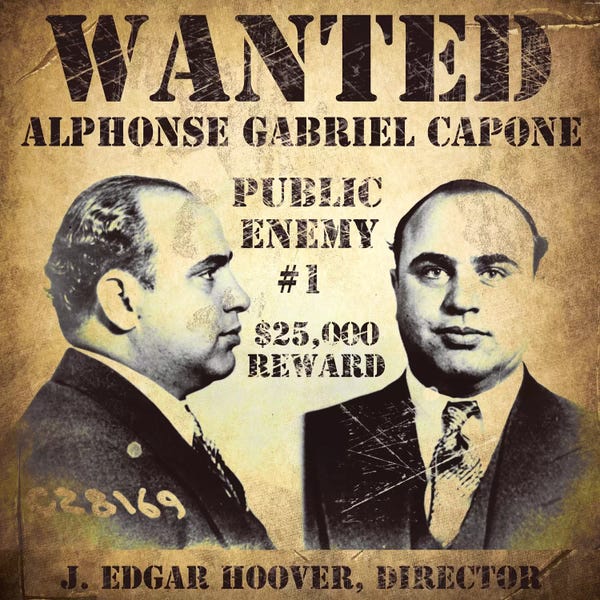 Vintage & Retro: Al Capone Wanted Poster by Vintage Apple Collection