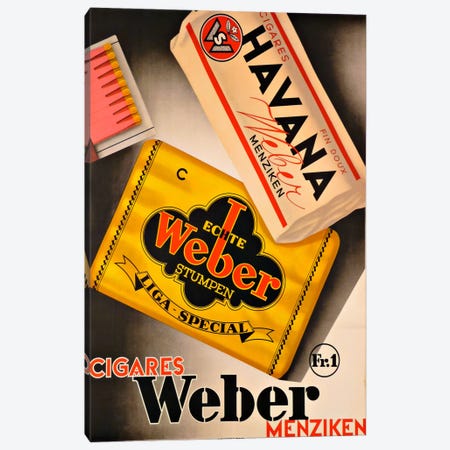 Cigares Weber Canvas Print #VAC881} by Vintage Apple Collection Canvas Art Print