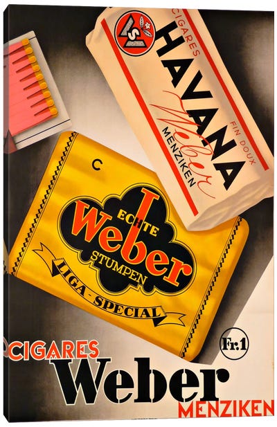 Cigares Weber Canvas Art Print - Cuba Art