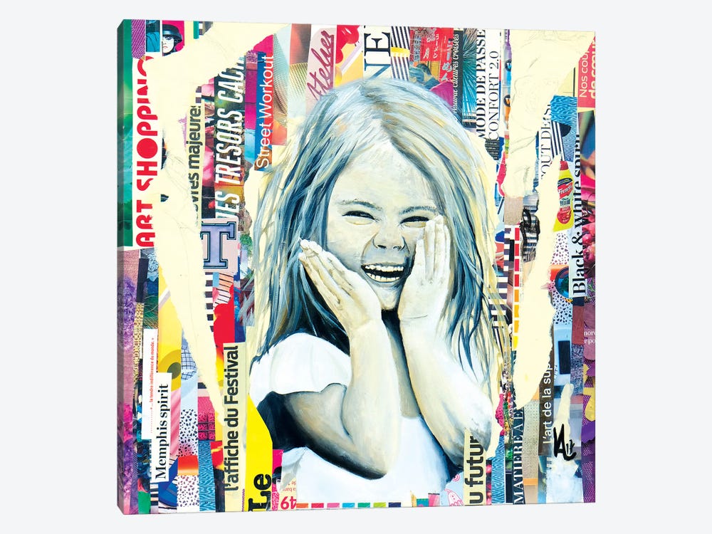 The Mischievous Little Girl by Val Escoubet 1-piece Canvas Art Print
