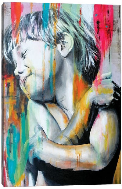 Colored Rain On The Child Canvas Art Print - Val Escoubet