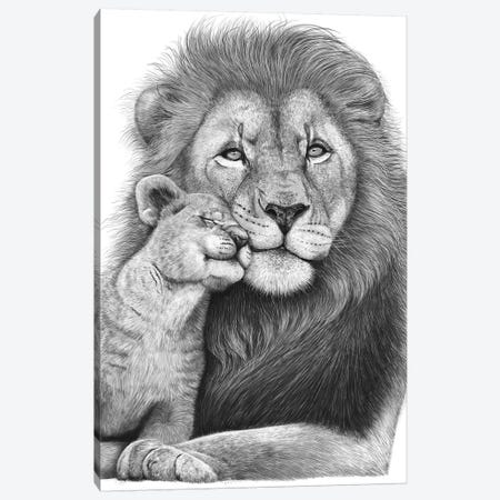Lion With A Baby Canvas Print #VAK102} by Valeriya Korenkova Canvas Art Print