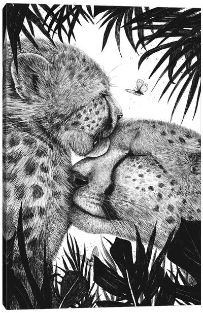 Mother's Love Canvas Art Print - Cheetah Art