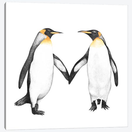 Penguin Love Canvas Print #VAK106} by Valeriya Korenkova Canvas Wall Art