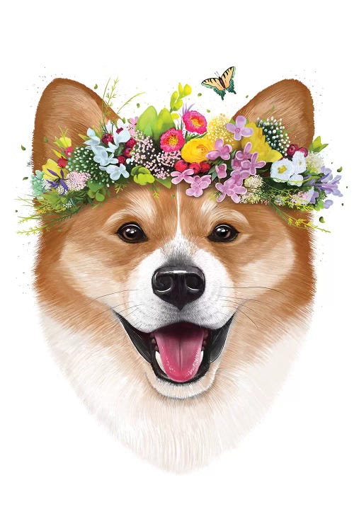 Corgi With Flowers