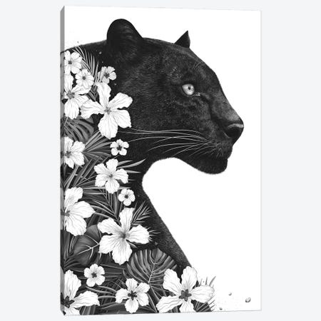 Panther With Flowers Canvas Print #VAK125} by Valeriya Korenkova Canvas Artwork