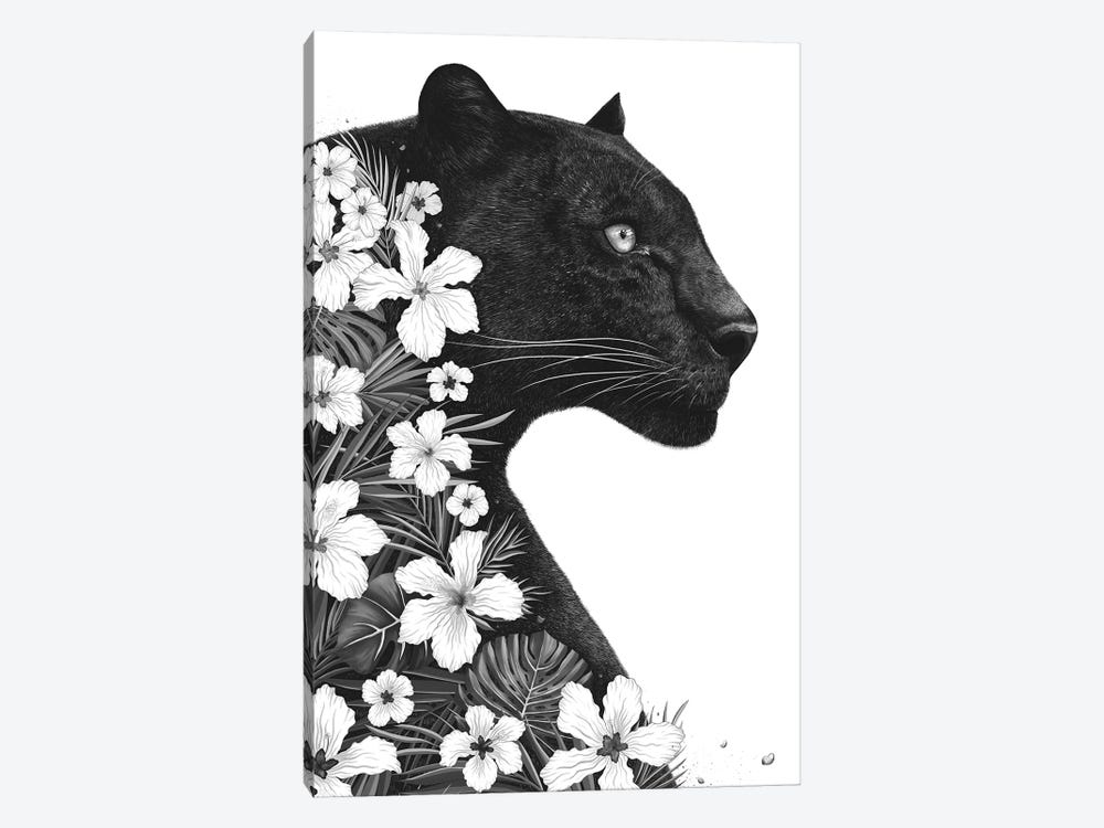 Panther With Flowers by Valeriya Korenkova 1-piece Canvas Print