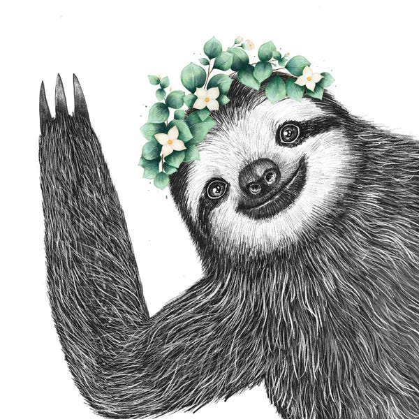 Sloths: Sloth With Wreath by Valeriya Korenkova