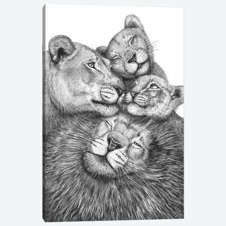 Family Of Lions Canvas Print #VAK128} by Valeriya Korenkova Art Print
