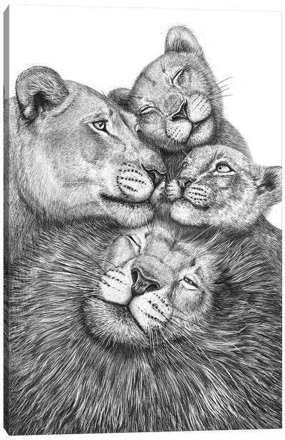 Family Of Lions Canvas Art Print - Valeriya Korenkova
