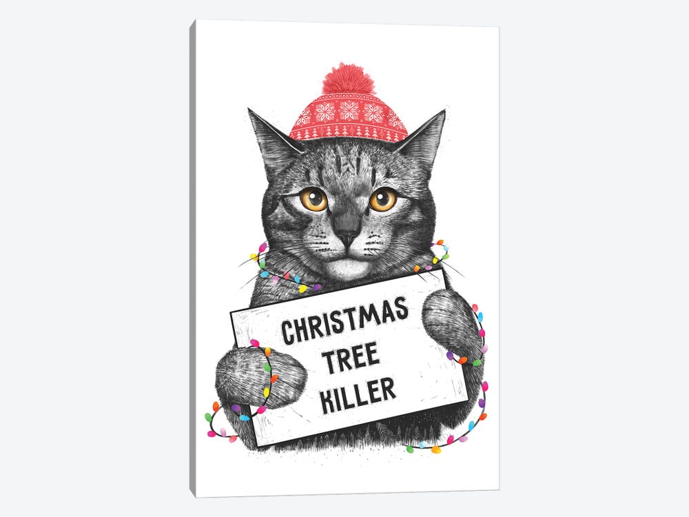 Cat Christmas Tree Killer by Valeriya Korenkova 1-piece Canvas Art