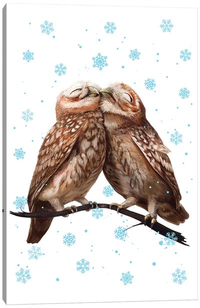 Winter Owls Canvas Art Print - Valeriya Korenkova