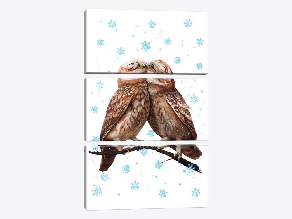 Winter Owls by Valeriya Korenkova 3-piece Canvas Print