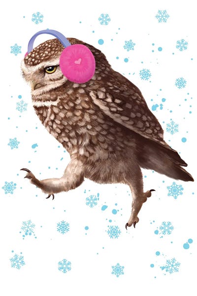 Snow: Owl With Snowflakes by Valeriya Korenkova