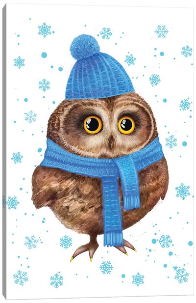 Winter Owl Canvas Art Print - Valeriya Korenkova