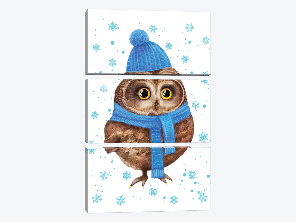 Winter Owl by Valeriya Korenkova 3-piece Art Print