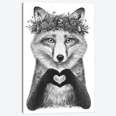 Fox With Heart Canvas Print #VAK141} by Valeriya Korenkova Canvas Print