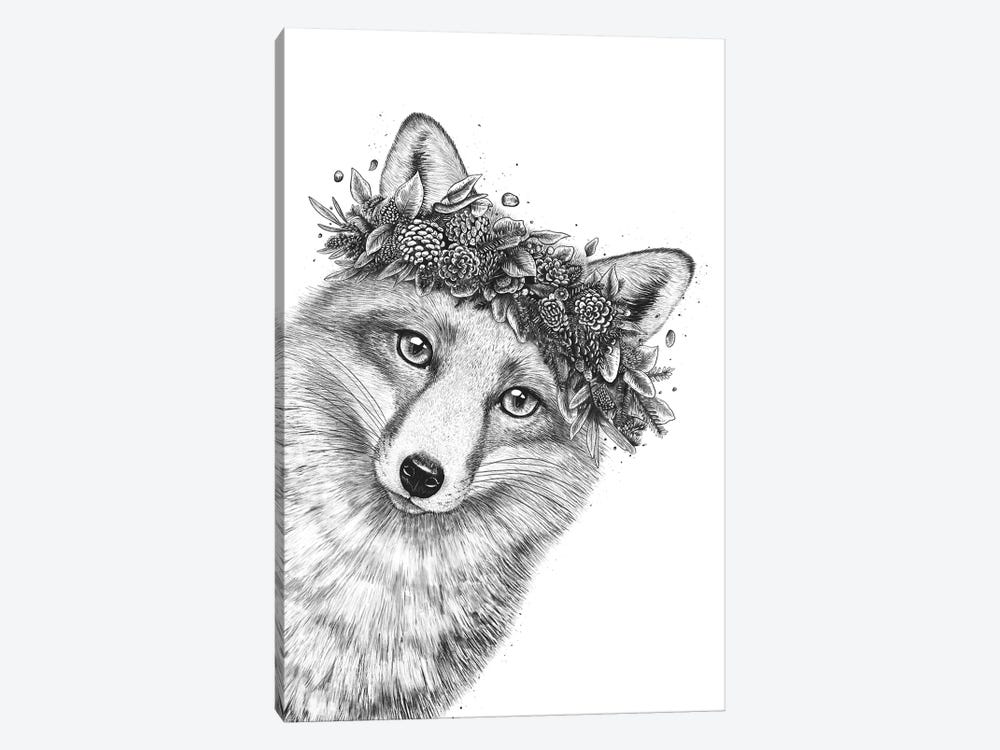 Fox With Wreath by Valeriya Korenkova 1-piece Canvas Artwork