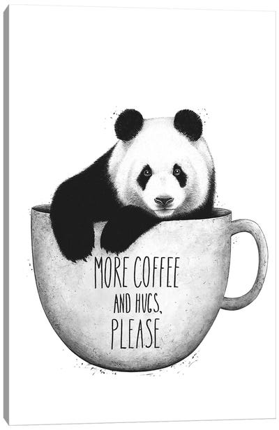 Panda With Coffee Canvas Art Print - Panda Art
