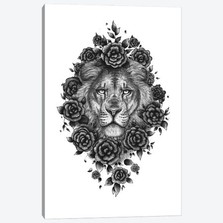 Lion In Flowers Canvas Print #VAK148} by Valeriya Korenkova Canvas Print
