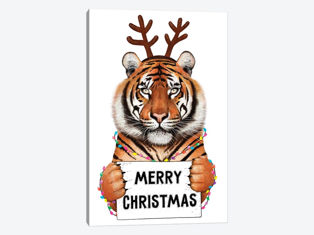 Tiger In Christmas by Valeriya Korenkova 1-piece Canvas Artwork
