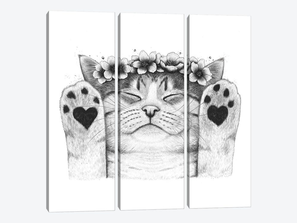 Swettie kitty by Valeriya Korenkova 3-piece Canvas Print