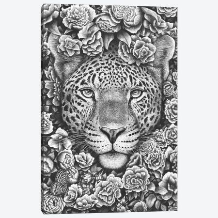 Jaguar In Flowers Canvas Print #VAK15} by Valeriya Korenkova Art Print