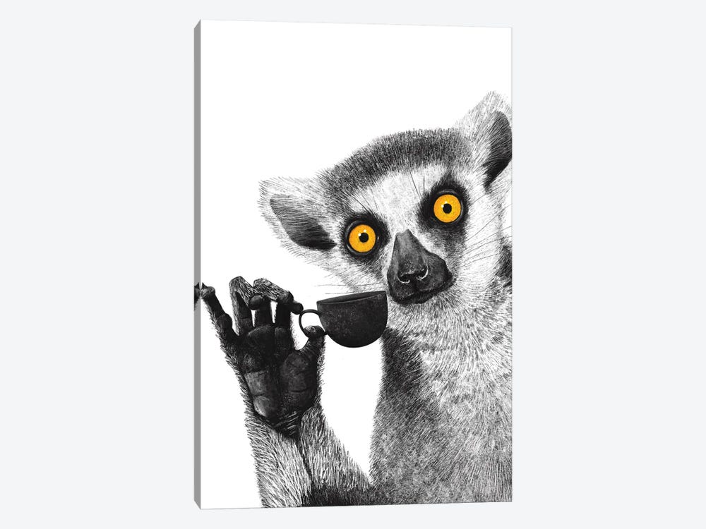 Lemur With Coffee by Valeriya Korenkova 1-piece Art Print