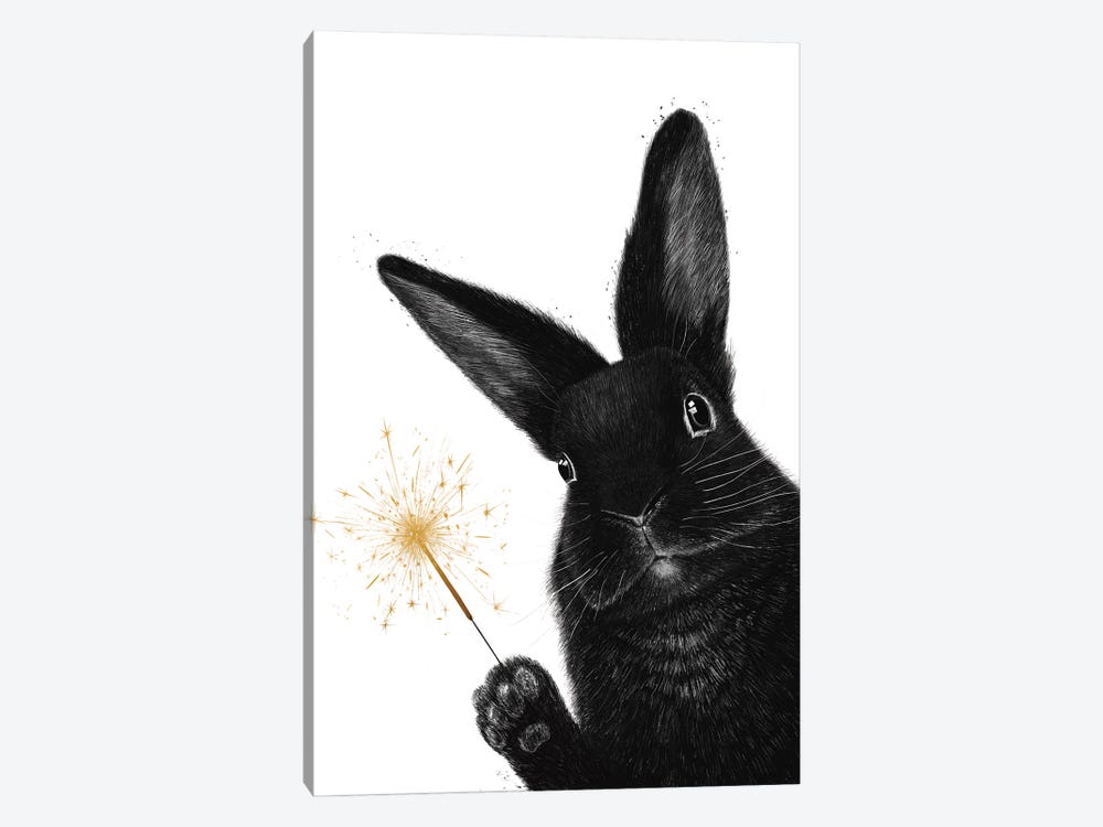 Rabbit With Sparkler by Valeriya Korenkova 1-piece Canvas Artwork