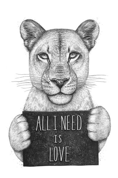 Lioness With Love by Valeriya Korenkova canvas print