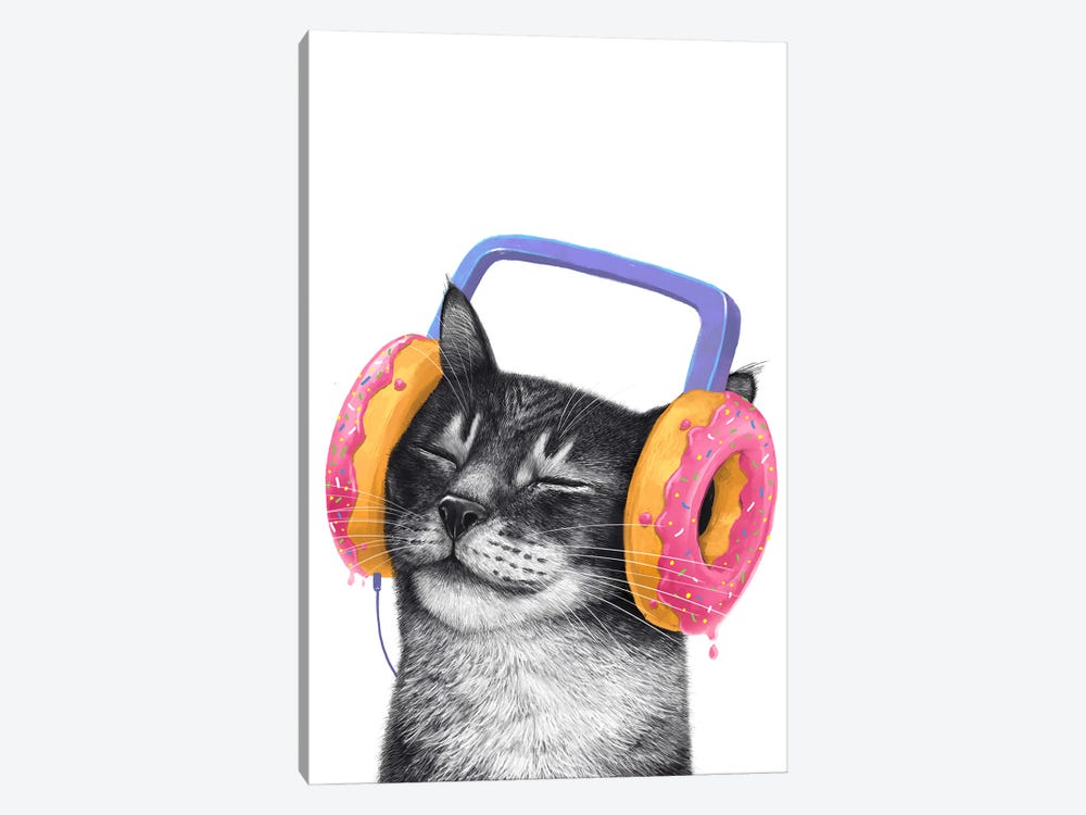 Cat With Headphones by Valeriya Korenkova 1-piece Canvas Art Print