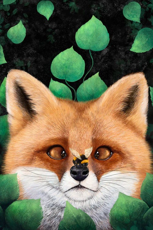 Fox In Leaves by Valeriya Korenkova wall art