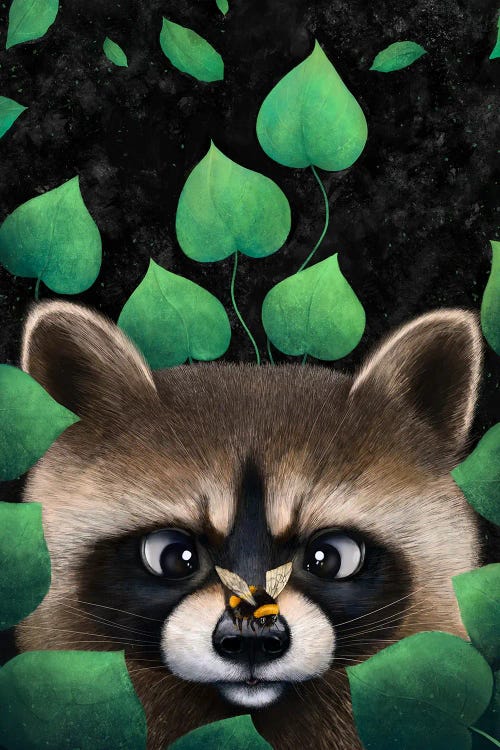 Raccoon In Leaves