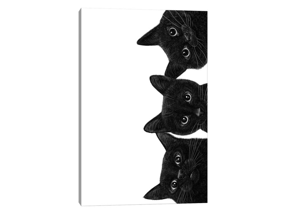 Cat Wall Art Painting 3 Piece Black and White Green Eye Cat Pictures Prints  On Canvas Animal The Picture Decor Oil for Home Modern Decoration Print