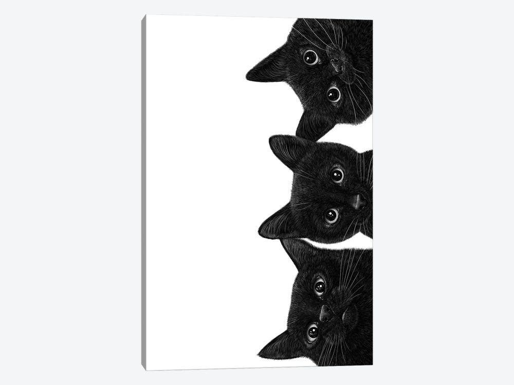 Three Black Cats by Valeriya Korenkova 1-piece Art Print