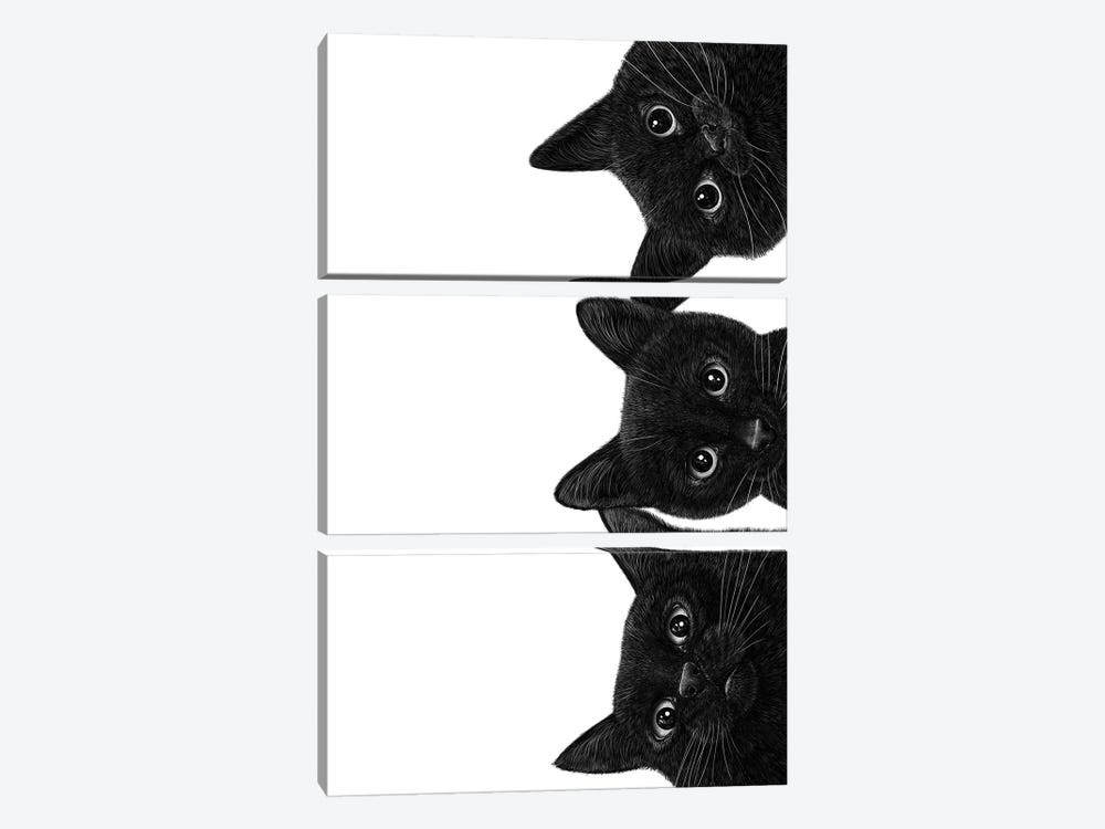Three Black Cats by Valeriya Korenkova 3-piece Canvas Print