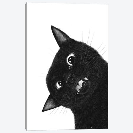 Crazy Black Cat Canvas Print #VAK180} by Valeriya Korenkova Art Print