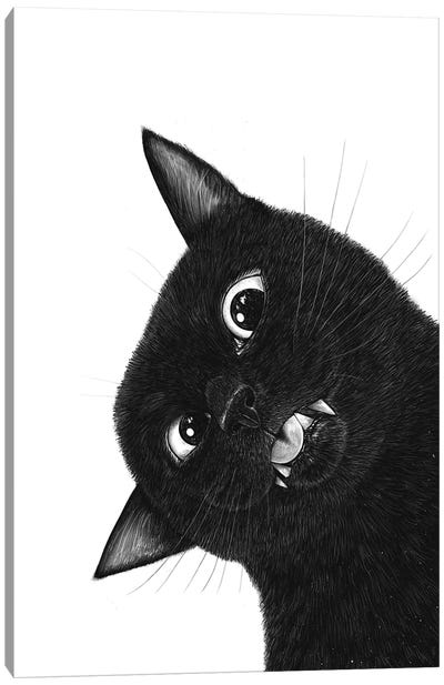 Crazy Black Cat Canvas Art Print - Valeriya Korenkova