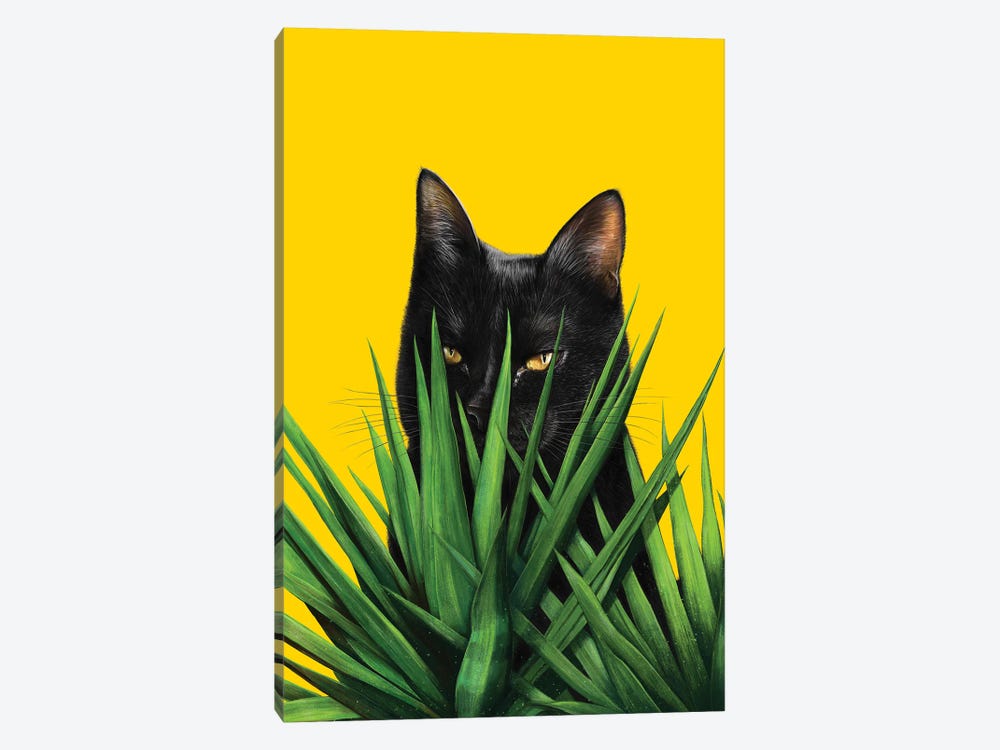 Black Cat In Leaves by Valeriya Korenkova 1-piece Canvas Art