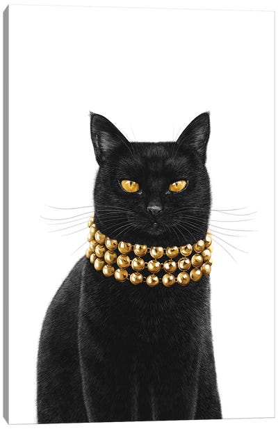 Luxury Black Cat Canvas Art Print - Valeriya Korenkova