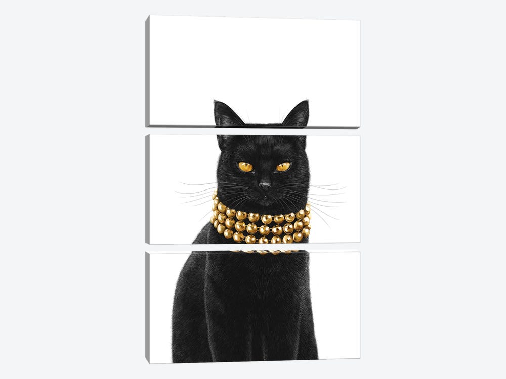 Luxury Black Cat by Valeriya Korenkova 3-piece Canvas Art