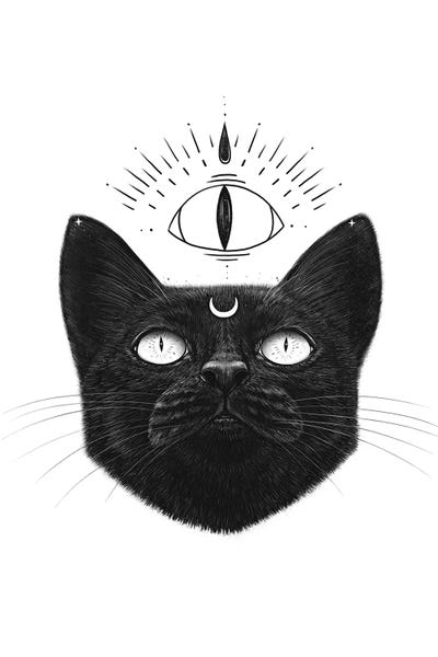 Lucky Black Cat by Valeriya Korenkova multi panel art