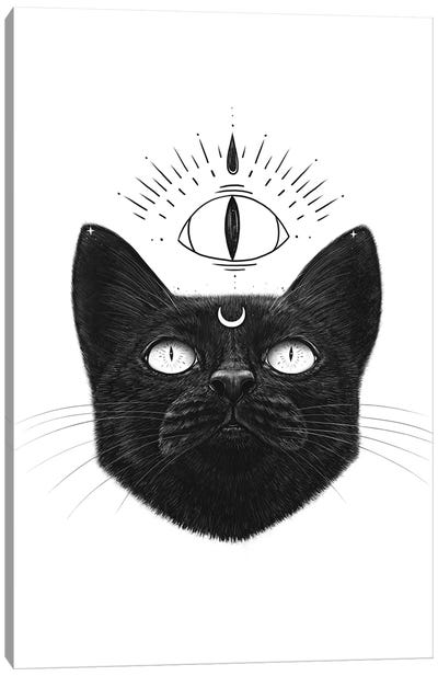 Lucky Black Cat Canvas Art Print - Valeriya Korenkova